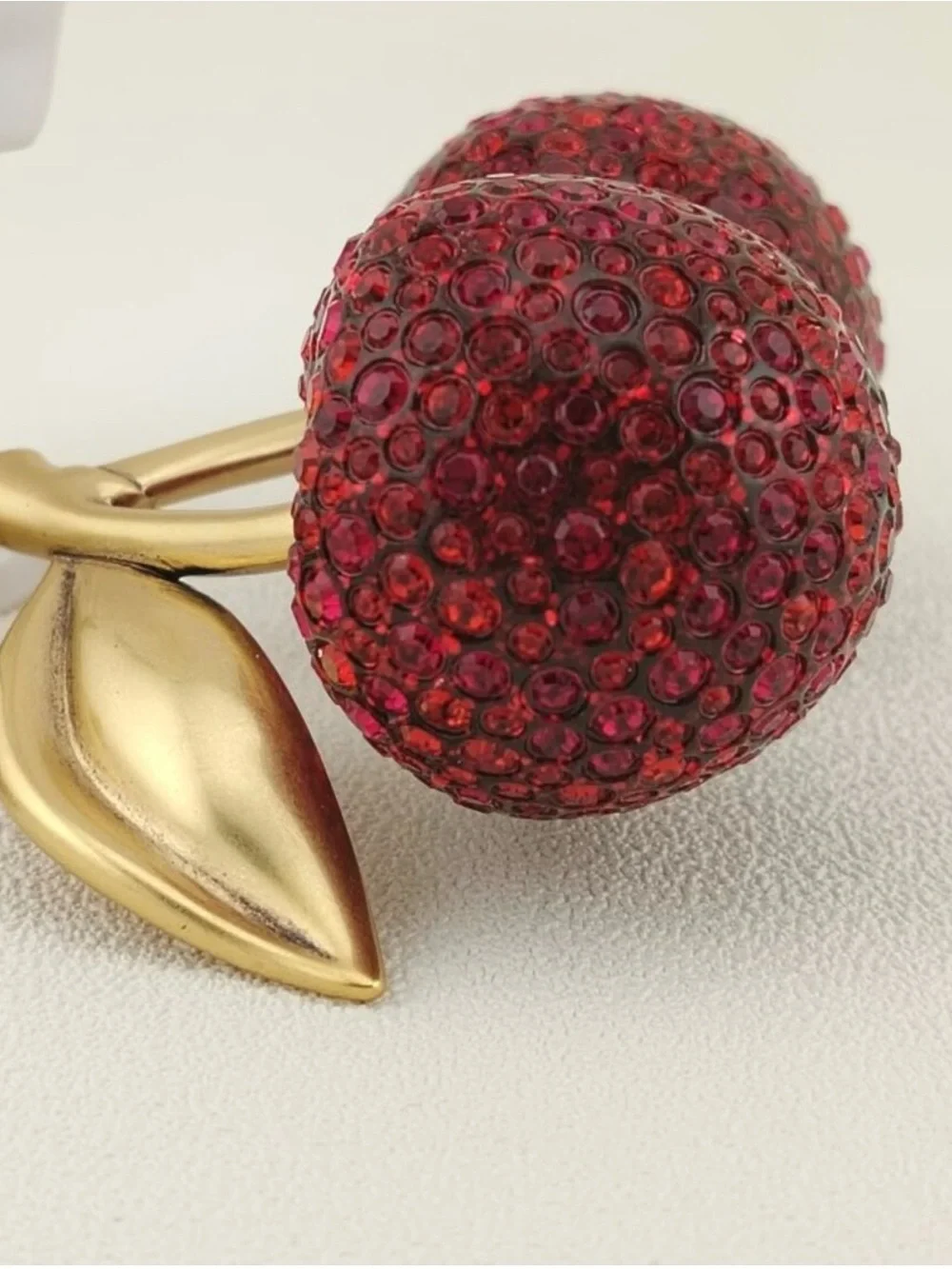 Gold Crystal Cherry  Bag Charm